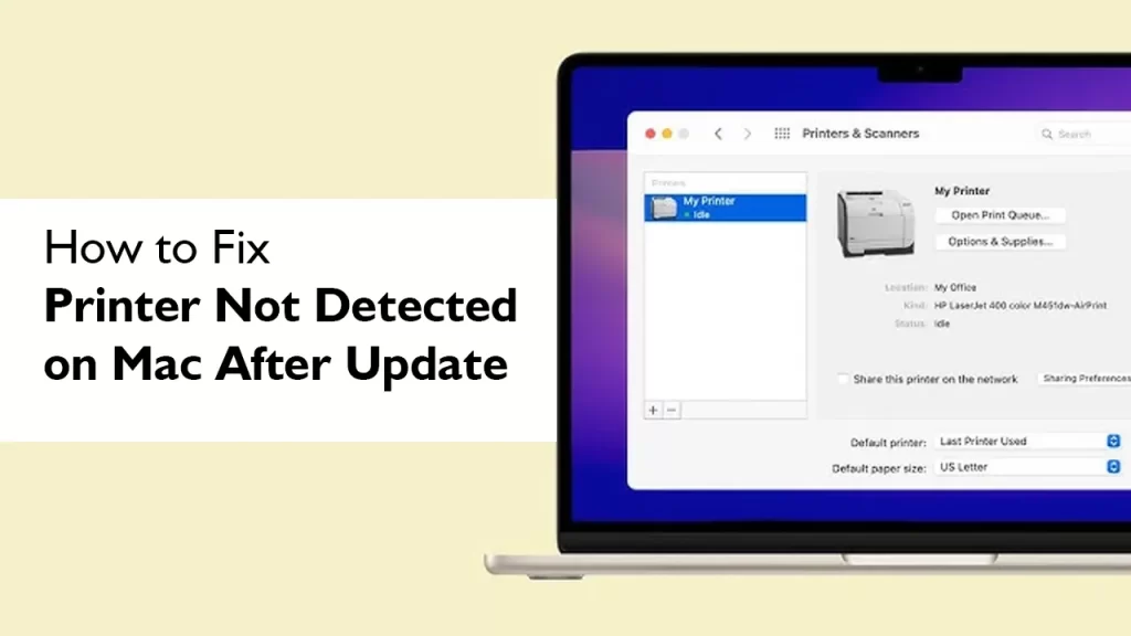 printer is not showing up on mac